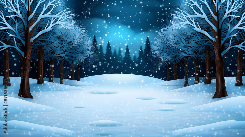 Naklejka premium Winter Nature Background Illustration Cartoon Hand