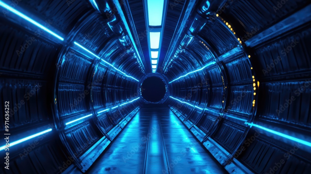 Futuristic Cyber Hangar Tunnel. AI generated illustration Futuristic Cyber Hangar Tunnel. AI generated illustration