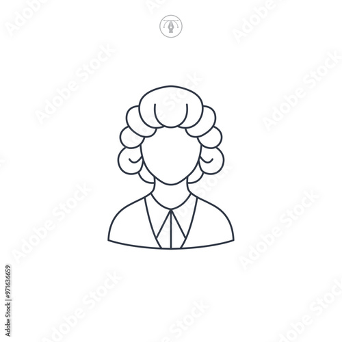 Barrister Wig icon symbol vector illustration isolated on white background