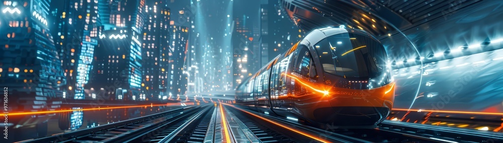 Fototapeta premium A futuristic transport interchange with smart mobility hubs and seamless transit connections, ultrarealistic, 4K quality