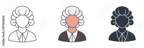 Barrister Wig icon symbol vector illustration isolated on white background