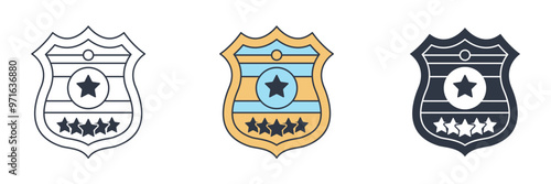 Police Badge icon symbol vector illustration isolated on white background