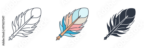 Quill Pen icon symbol vector illustration isolated on white background