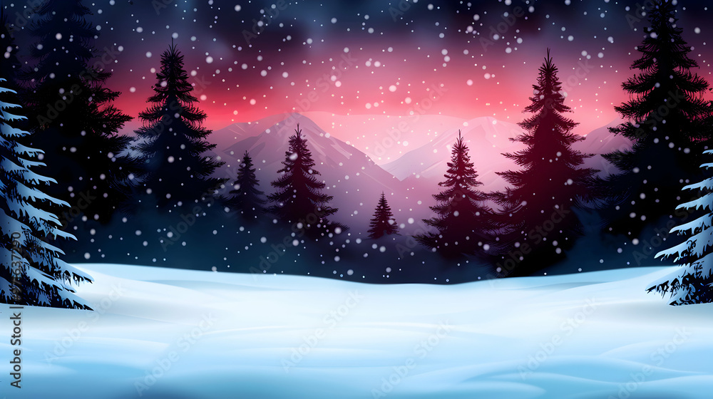 Naklejka premium Winter Nature Background Illustration Cartoon Hand