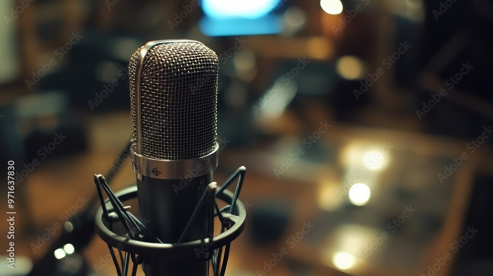 Professional Microphone in Recording Studio. AI generated illustration Professional Microphone in Recording Studio. AI generated illustration