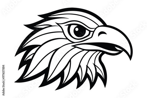 Cute eagle line art vector illustration
