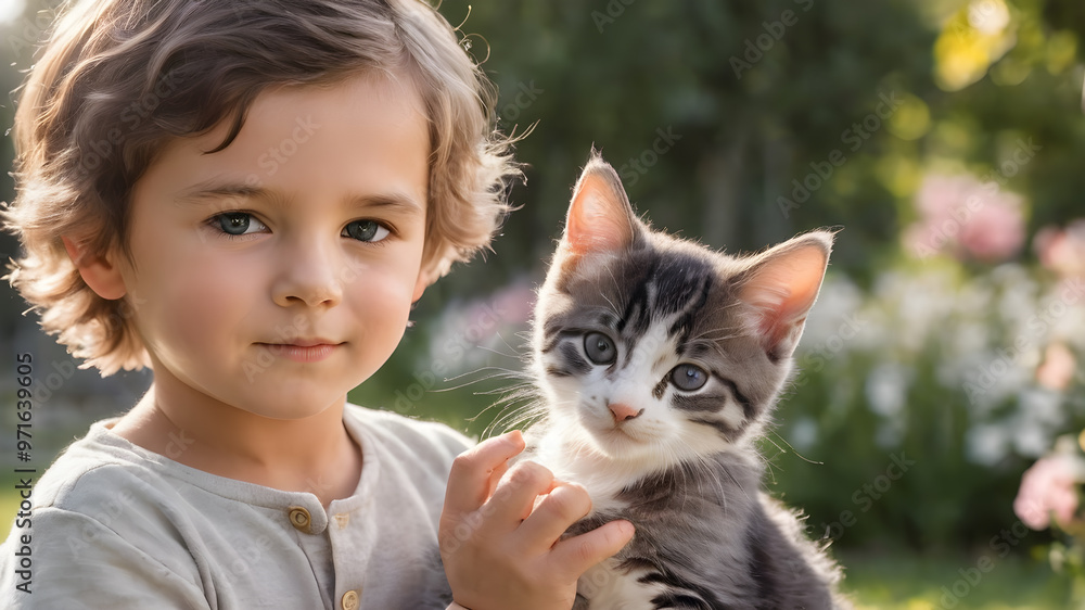 Domestic animal in family with kids. AI generated image, ai Domestic animal in family with kids. AI generated image, ai