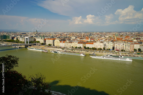 Photography panoramic view of Budapest from Gellert Hill