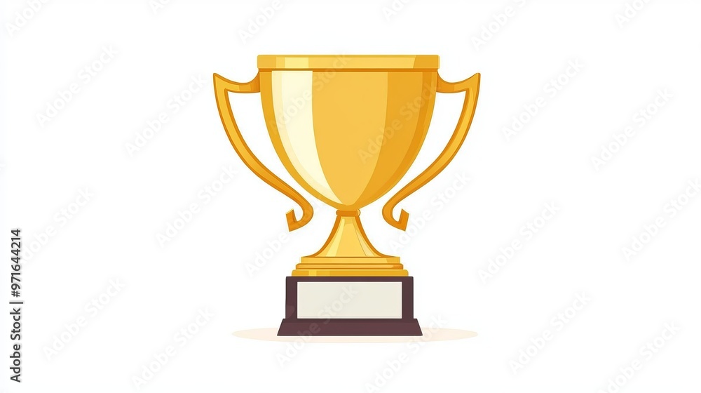 Golden Trophy Cup symbolizing victory isolated on a white background Flat design vector illustration Golden Trophy Cup symbolizing victory isolated on a white background Flat design vector illustration