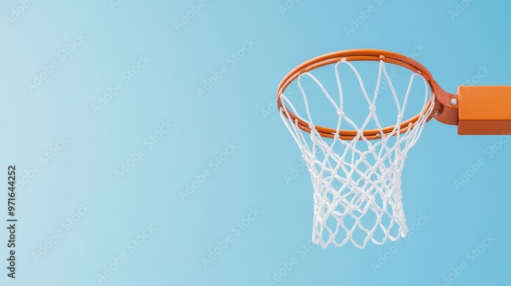 Basketball scoring moment, clear sky as background. Basketball scoring moment, clear sky as background.
