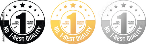 No. 1 Best Quality label, circle with silhouette of number 1 vector label in gold, bronze and silver. suitable for icon, logo, sticker, seal, badge, emblem, stamp, etc.