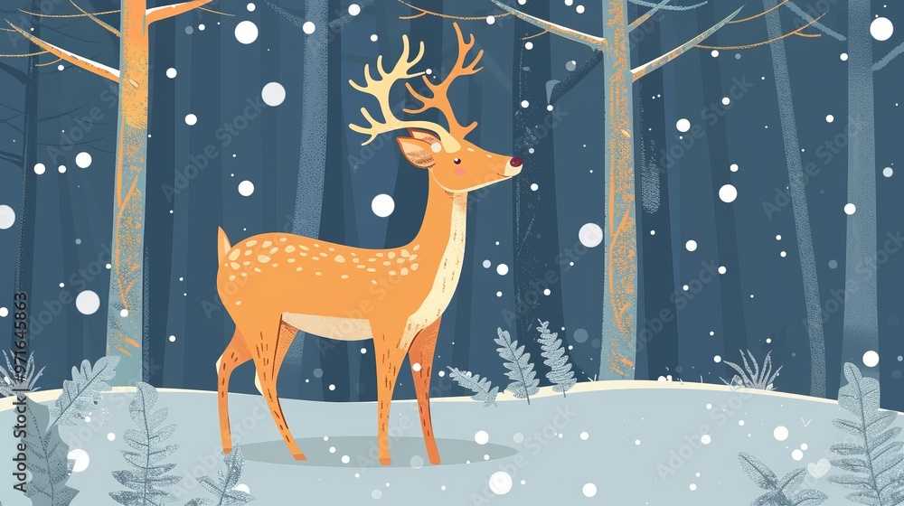 deer in the winter forest. deer in the winter forest.