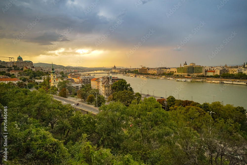 panoramic view of Budapest at golden hour panoramic view of Budapest at golden hour