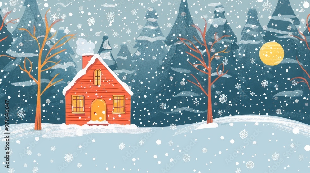 house in the winter forest. house in the winter forest.