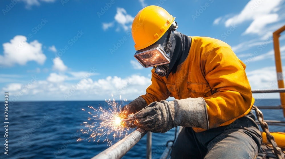 Marine industry maintenance, underwater welder at work. Marine industry maintenance, underwater welder at work.
