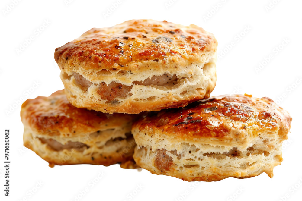 Sausage biscuit isolated on a clear background for food design Sausage biscuit isolated on a clear background for food design