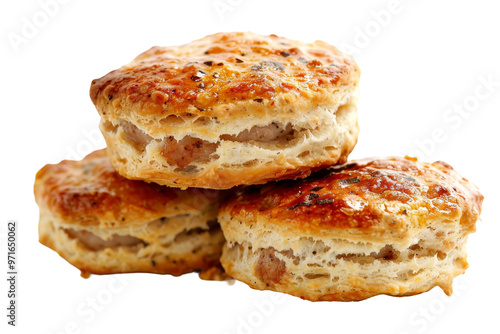 Sausage biscuit isolated on a clear background for food design