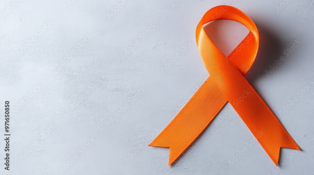 Raising Awareness: Deep Orange Ribbon on Solid Grey Background for ...