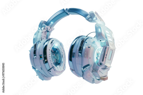 Sci Fi headphone isolated on a clear transparent background for futuristic design