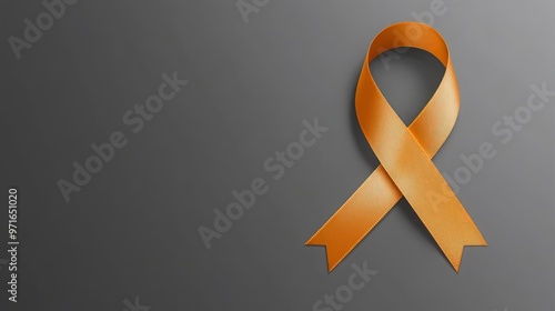 Kidney Cancer and Leukemia Awareness: Deep Orange Ribbon Against Grey Background Representing Advocacy, Action, and Proactive Support