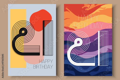 Canvas Print happy 21st birthday minimalist style gift card