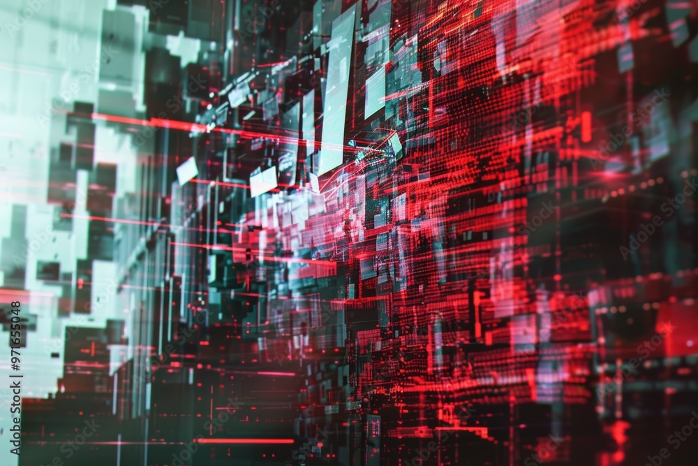 Fototapeta premium Abstract AI algorithm background with neural networks, data, and digital code..