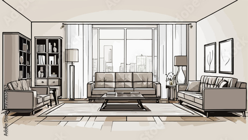 Modern Living Room with Sofa and Coffee Table