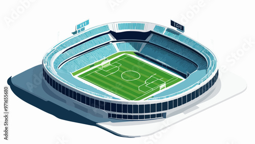Isometric Football Stadium with Detailed Seating and Field