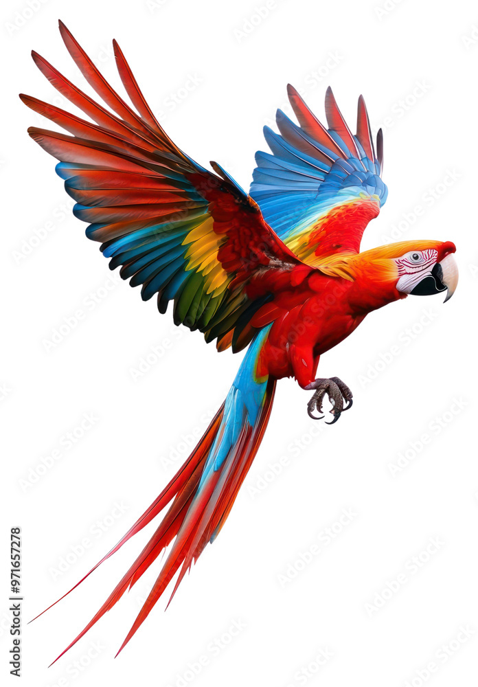 Fototapeta premium PNG A flying macaw bird photography background parrot.