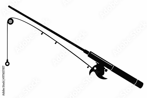 fishing rod silhouette, fishing rod icon, vector illustration