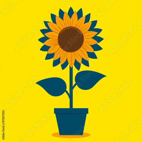 sunflower in a pot vector