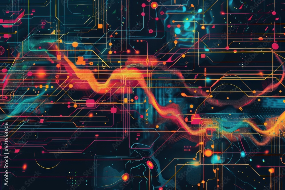 AI algorithm abstract background with digital patterns, circuits, and codes. AI algorithm abstract background with digital patterns, circuits, and codes.