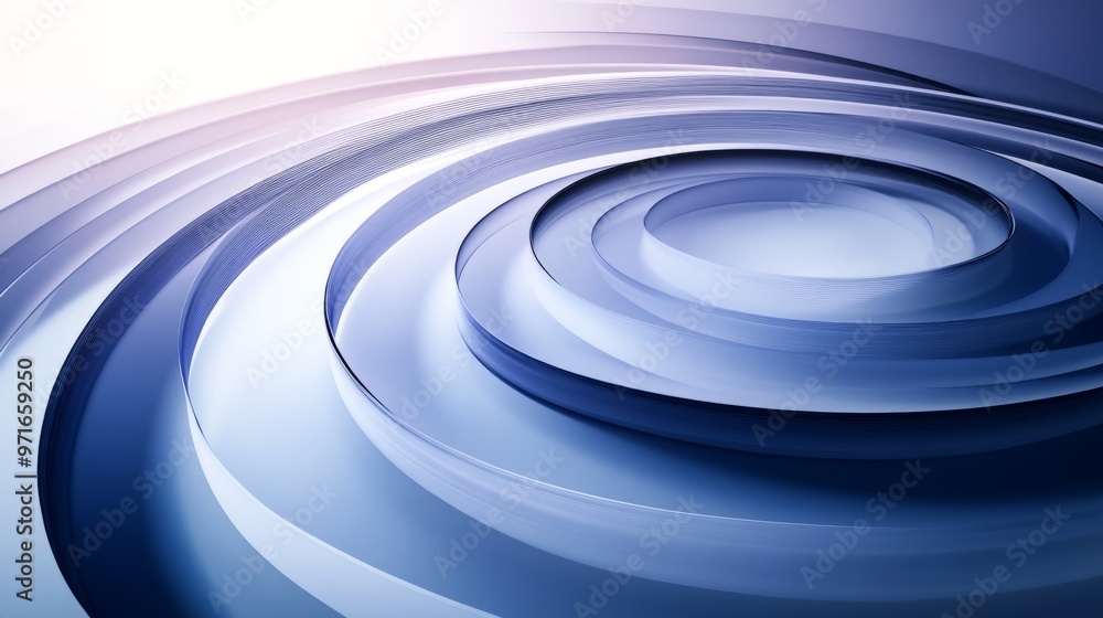 Obraz premium Layered circular waves. Geometric shapes in glass morphist style. Abstract vector design elements. 3D generative ai