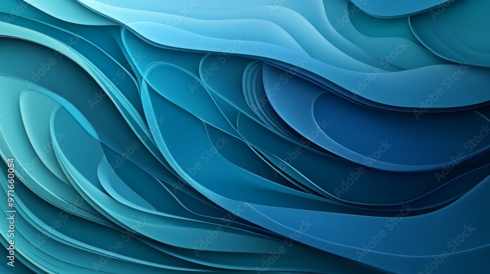 Obraz premium Layered circular waves. Geometric shapes in glass morphist style. Abstract vector design elements. 3D generative ai