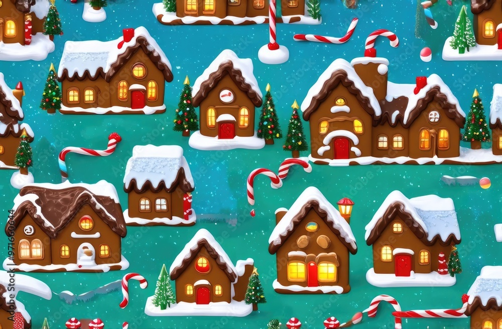 Fototapeta premium christmas gingerbread house with snowman
