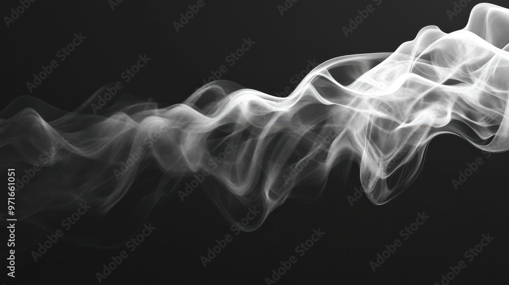 Abstract White Smoke Waves on Black Background Abstract White Smoke Waves on Black Background