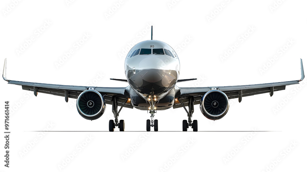 Fototapeta premium Airplane front view isolated transparent background