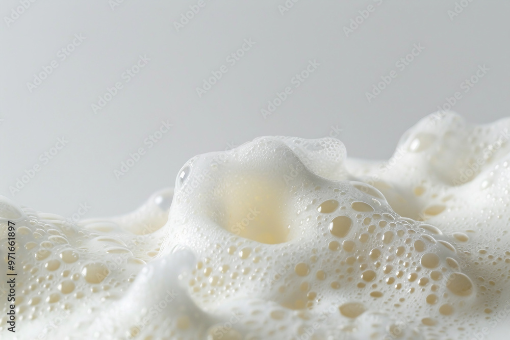 Detailed View of Beer Bubbles on White Background Detailed View of Beer Bubbles on White Background
