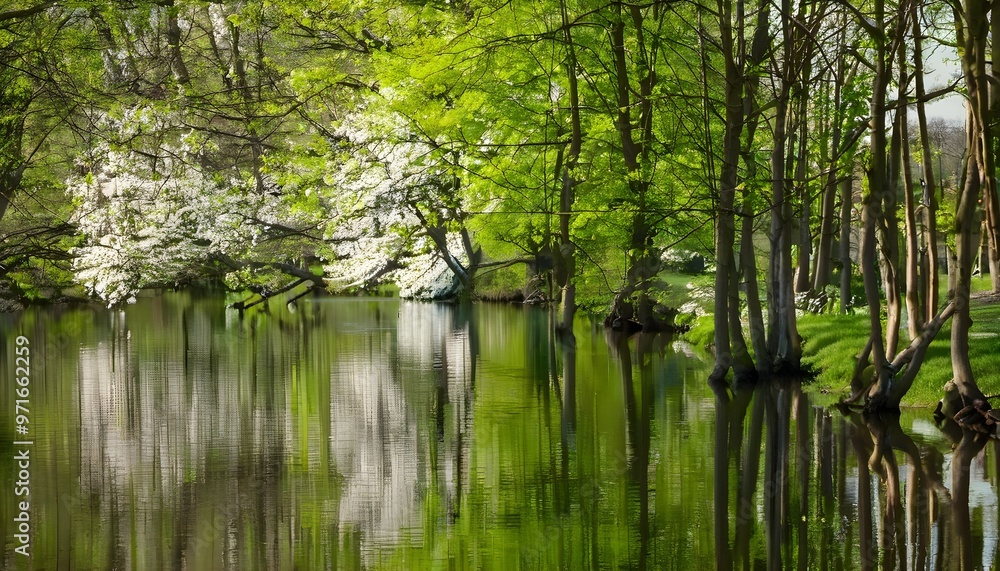 reflection of trees in the water
