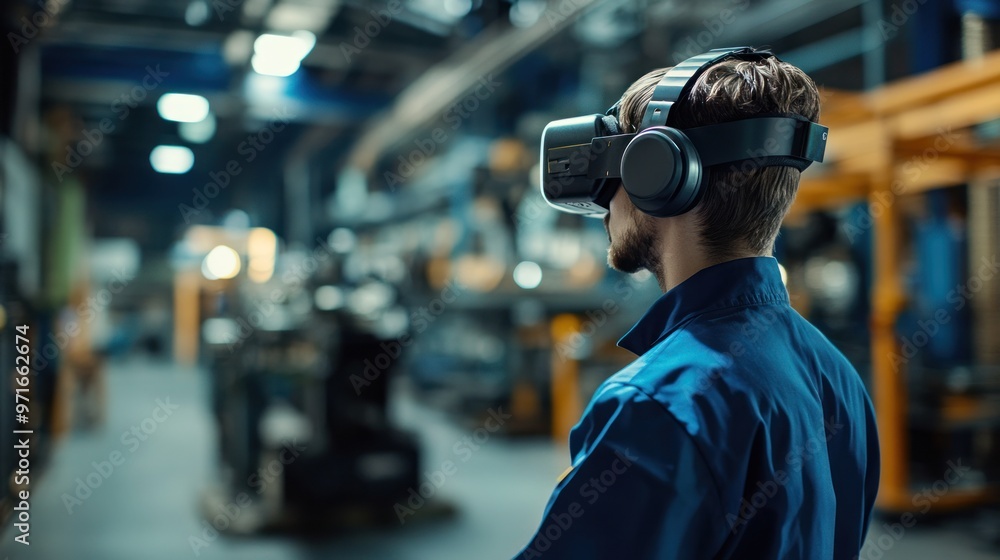 Scene of virtual reality in a factory training environment, integration of VR technology and real-world skills development Scene of virtual reality in a factory training environment, integration of VR technology and real-world skills development