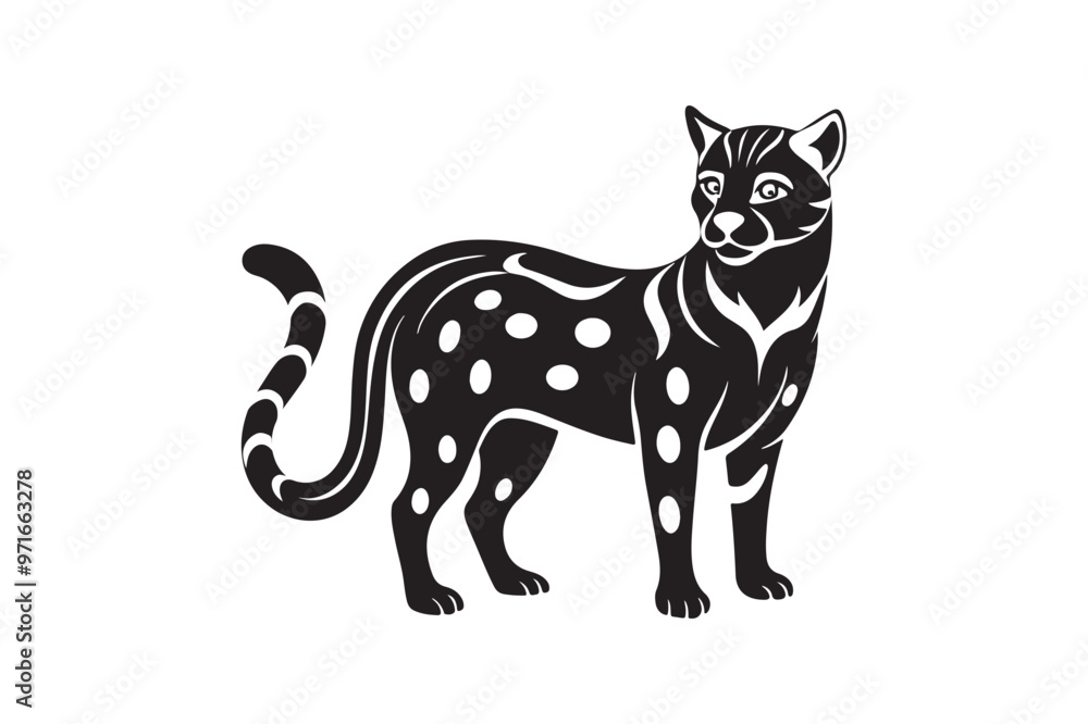 Obraz premium Ocelot silhouette vector illustration, Ocelot silhouette vector, Ocelot silhouette PNG 
