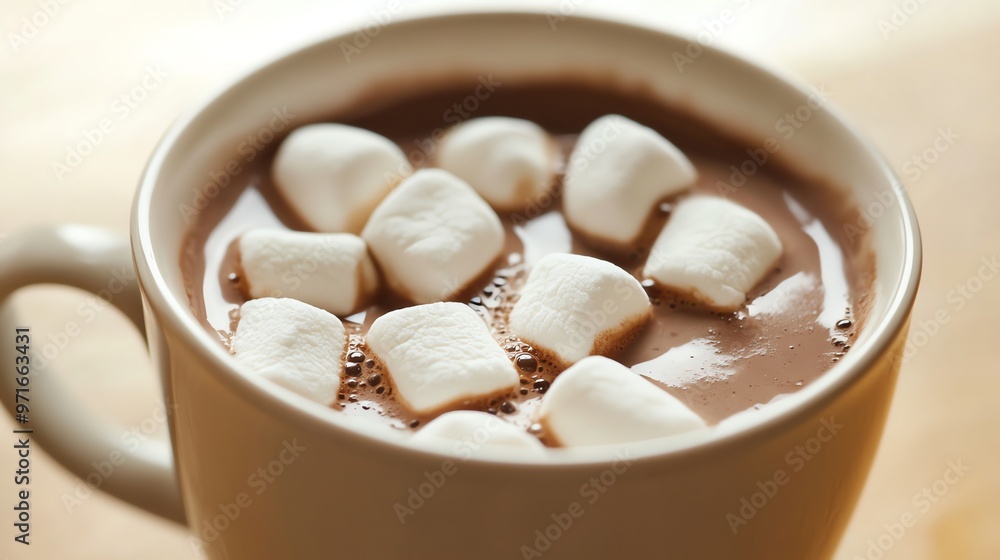 A mug of hot chocolate with marshmallows. A mug of hot chocolate with marshmallows.