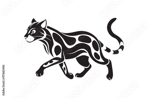 Ocelot  silhouette vector illustration, Ocelot  silhouette vector, Ocelot  silhouette PNG  photo