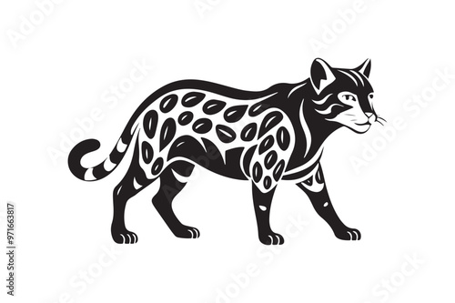 Ocelot  silhouette vector illustration, Ocelot  silhouette vector, Ocelot  silhouette PNG  photo