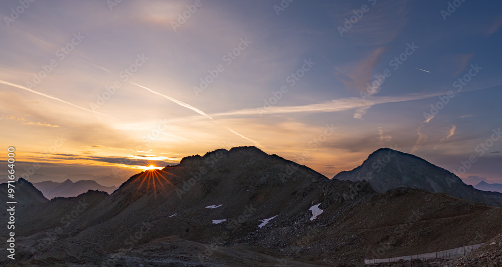 View from Parpaner Rothorn in the Swiss alps on a late summer day View from Parpaner Rothorn in the Swiss alps on a late summer day
