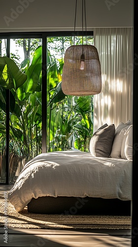 Cozy Modern Bedroom with Natural Light and Indoor Plants photo