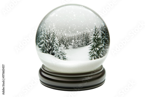 Snow Globe with Snow-Covered Forest Scene - isolated on White Transparent Background, PNG 