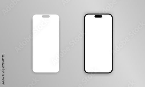 Realistic smartphone with blank screen. Phone mockup in front. Mobile phone with shadow. Realistic style. Vector EPS 10