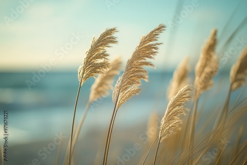 Fluttering Beach Grasses Choreographed by the Ocean Breeze photo