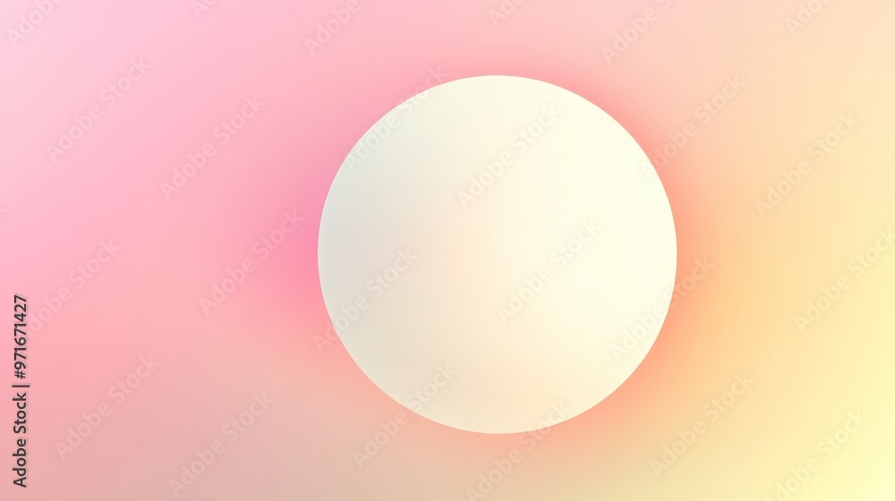 A white circle on a soft pink and yellow gradient background. A white circle on a soft pink and yellow gradient background.